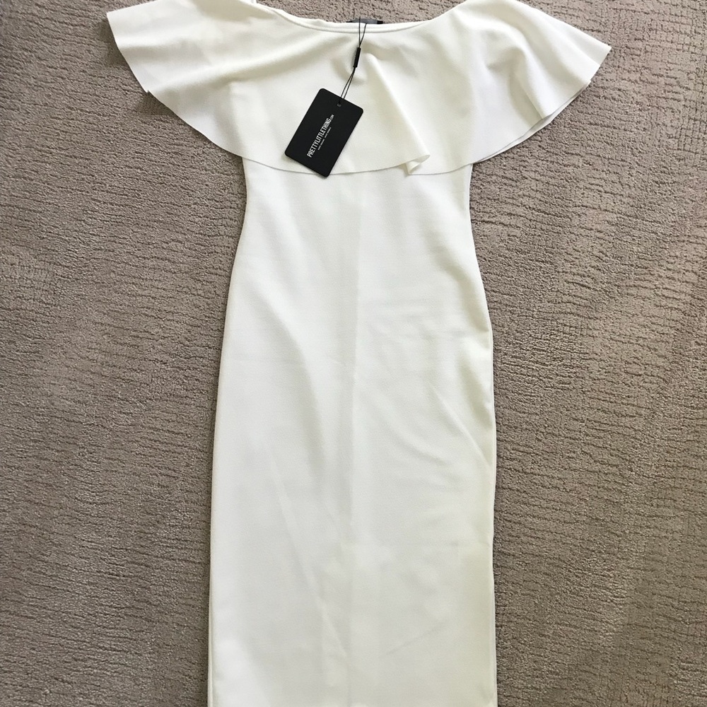 White midi body con dress